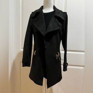 IMAN Women’s Black Faux Suede Coat. Size Small.